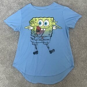 Nickelodeon Blue SpongeBob Short Sleeve Tee Woman’s Large (11-13) Lightweight